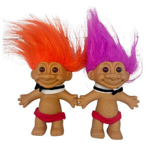 Vintage Russ CHIPPENDALES Troll Dolls - Male Stripper Dancers Set of 2 - Funny